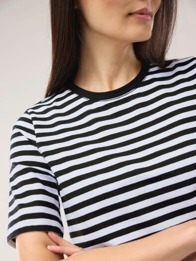 Baumwoll Ringelshirt Schwarz