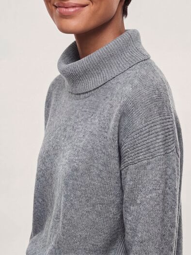 Cashmere Pullover mit Rollkragen Grau Melange