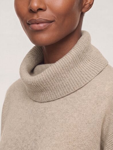 Cashmere Pullover mit Rollkragen Sesam Melange
