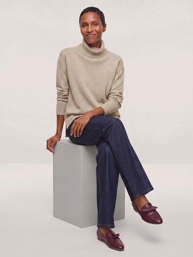 Cashmere Pullover mit Rollkragen Sesam Melange