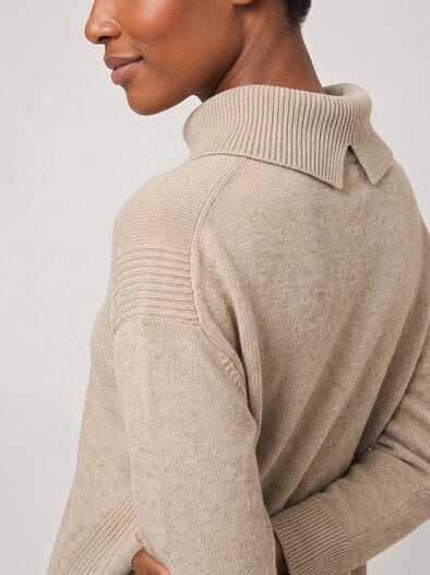 Cashmere Pullover mit Rollkragen Sesam Melange