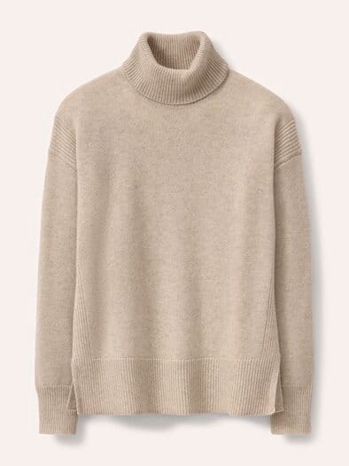 Cashmere Pullover mit Rollkragen Sesam Melange