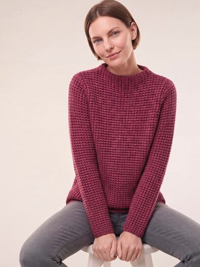 Pullover in Grobstrickoptik Hellmerlot