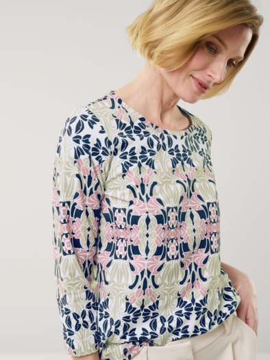 Baumwollshirt Art deco Malve