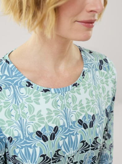 Baumwollshirt Art deco Frostgrün