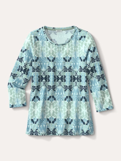 Baumwollshirt Art deco Frostgrün