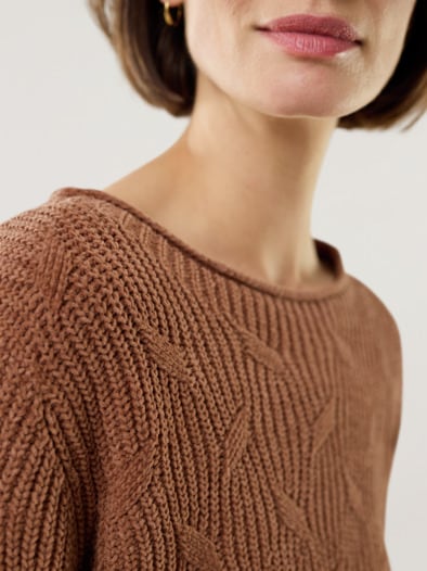 Baumwoll-Samt Pullover Toffee