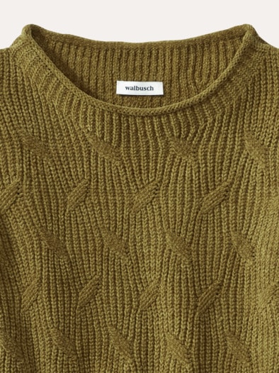 Baumwoll-Samt Pullover Zederngrün