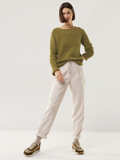 Baumwoll-Samt Pullover Zederngrün
