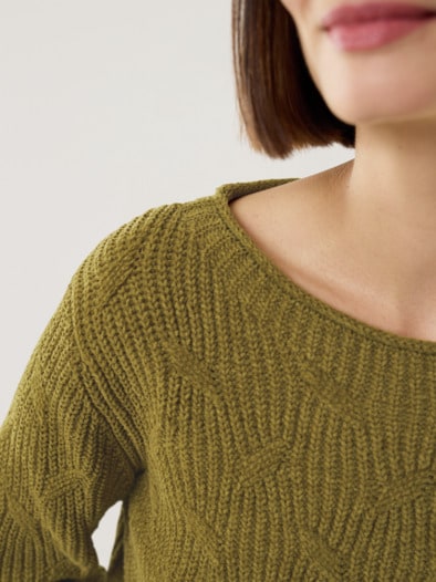 Baumwoll-Samt Pullover Zederngrün