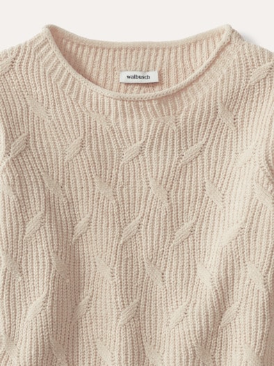 Baumwoll-Samt Pullover Creme