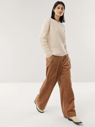 Baumwoll-Samt Pullover Creme