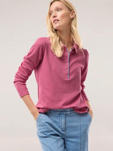 Poloshirt Strukturmuster Malve