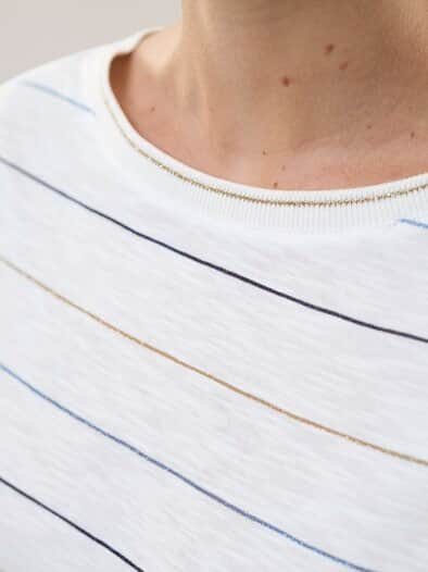 Baumwollshirt Lurexringel Weiß