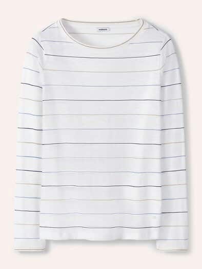 Baumwollshirt Lurexringel Weiß