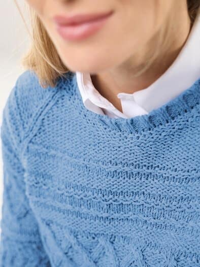 Pullover aus softem Bändchengarn Jeansblau
