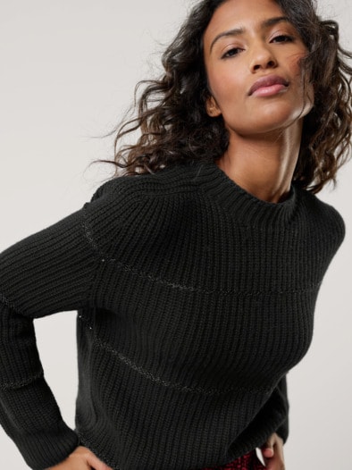 Pullover Paillettenstreifen Schwarz