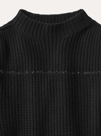 Pullover Paillettenstreifen Schwarz