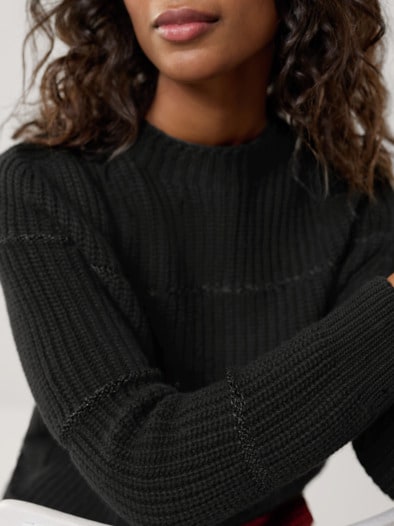 Pullover Paillettenstreifen Schwarz