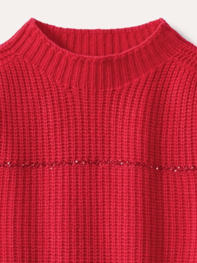 Pullover Paillettenstreifen Rot