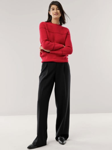 Pullover Paillettenstreifen Rot