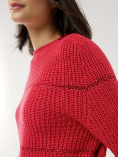 Pullover Paillettenstreifen Rot