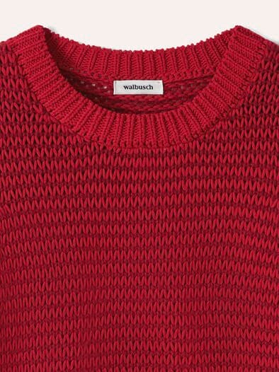 Pullover mit dezentem Streifen Signalrot