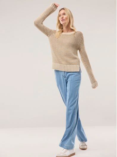 Pullover mit dezentem Streifen Creme