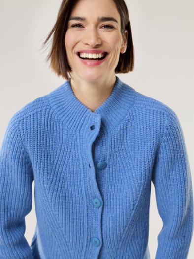 Cashmino Strickjacke Nahtlos Rauchblau Mel.