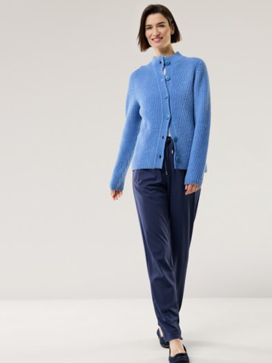 Cashmino Strickjacke Nahtlos Rauchblau Mel.