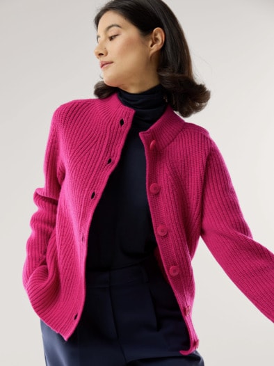 Cashmino Strickjacke Nahtlos Dunkelpink