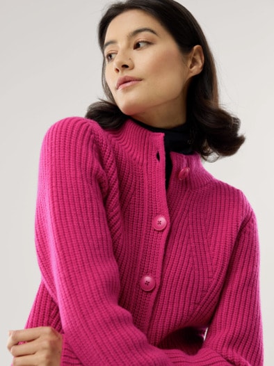Cashmino Strickjacke Nahtlos Dunkelpink