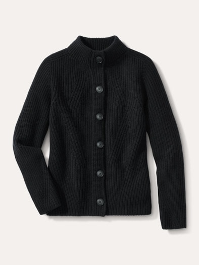 Cashmino Strickjacke Nahtlos Schwarz