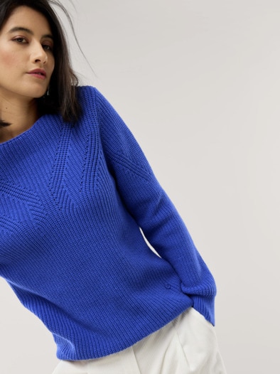 Baumwoll-Pullover Patentstrick Tintenblau