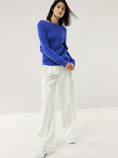 Baumwoll-Pullover Patentstrick Tintenblau