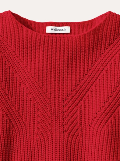 Baumwoll-Pullover Patentstrick Kirschrot
