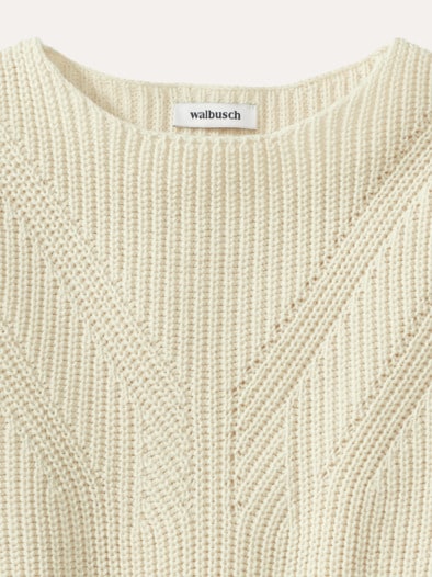 Baumwoll-Pullover Patentstrick Creme