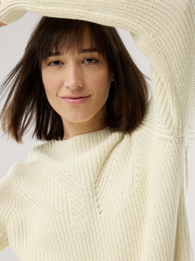 Baumwoll-Pullover Patentstrick Creme