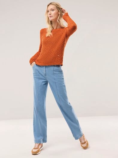 Strukturpullover mit Noppen-Effekt Dunkelorange