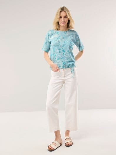 Blousonshirt Tropenwald Wasserblau