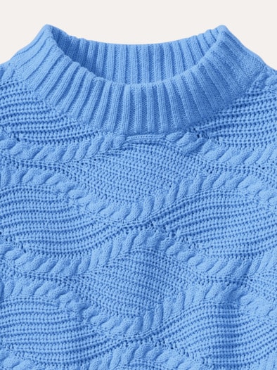 Baumwoll-Pullover Wellenzopf Ozeanblau