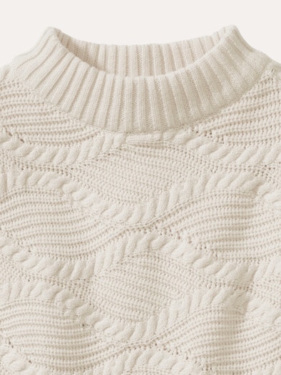 Baumwoll-Pullover Wellenzopf Natur
