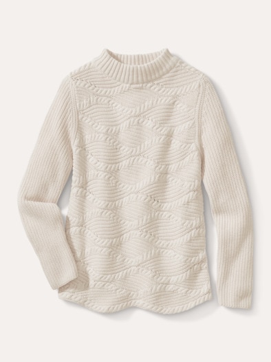 Baumwoll-Pullover Wellenzopf Natur