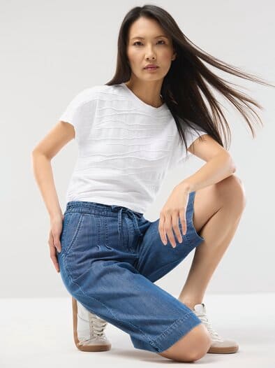 Strukturshirt Welle Weiß