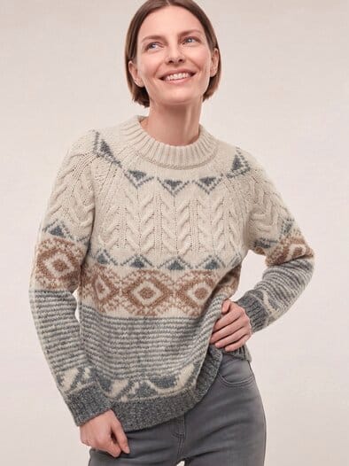Norweger Pullover in softem Garn Multicolor Creme
