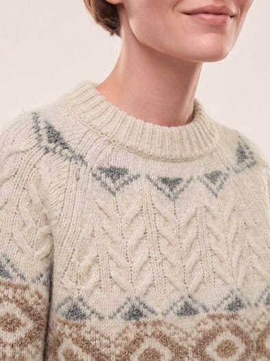 Norweger Pullover in softem Garn Multicolor Creme