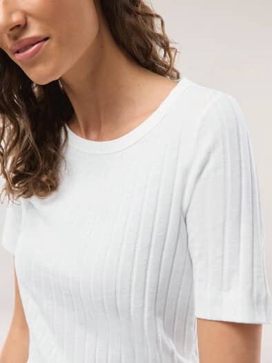 Baumwollshirt Rippenstruktur Offwhite