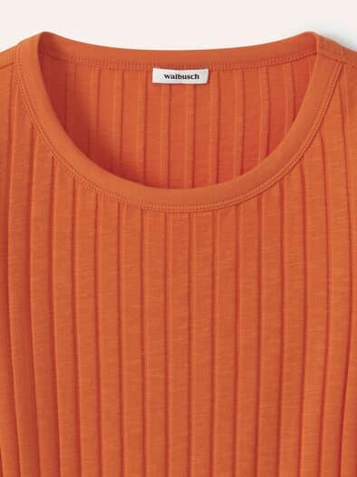 Baumwollshirt Rippenstruktur Dunkelorange