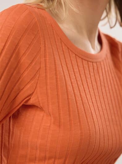 Baumwollshirt Rippenstruktur Dunkelorange