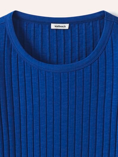 Baumwollshirt Rippenstruktur Tintenblau